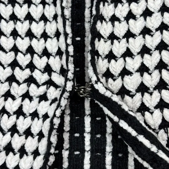 NWT Oliver.O Chenille Knit Hooded Cardigan Sweater Hearts Gray Pink White Sz M - Picture 7 of 9